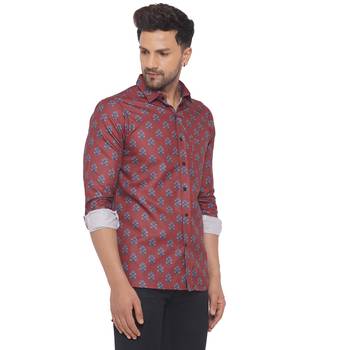 Maroon printed cotton men-kurtas 2