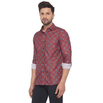 Maroon printed cotton men-kurtas 3