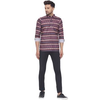 Pink printed cotton men-kurtas 5