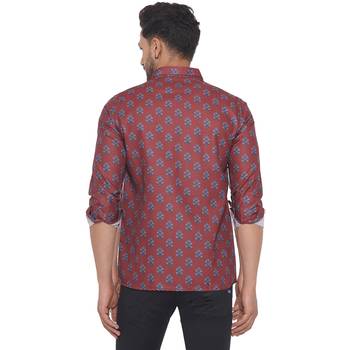 Maroon printed cotton men-kurtas 4