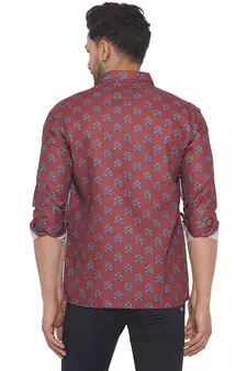 Maroon printed cotton men-kurtas