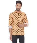 Yellow printed cotton men-kurtas