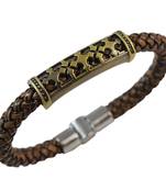 Brown Plus sign Leather Bracelet for Men