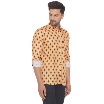 Yellow printed cotton men-kurtas 2