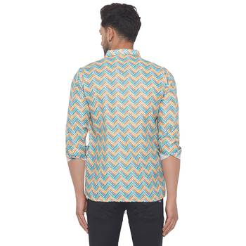 Blue printed cotton men-kurtas 4