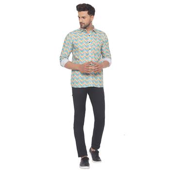 Blue printed cotton men-kurtas 5