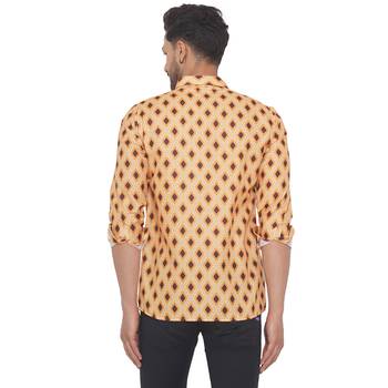 Yellow printed cotton men-kurtas 4