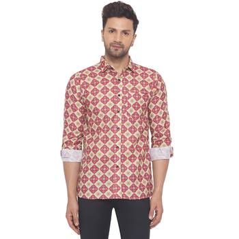 Pink printed cotton men-kurtas 1