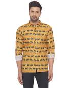Yellow printed cotton men-kurtas