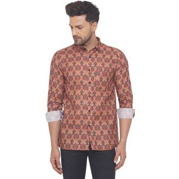 Orange printed cotton men-kurtas 1
