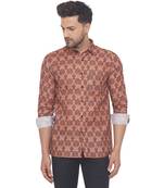 Orange printed cotton men-kurtas
