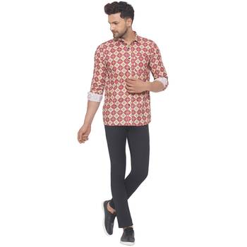Pink printed cotton men-kurtas 5