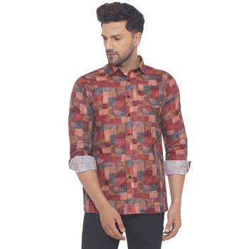 Red printed cotton men-kurtas 1