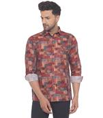 Red printed cotton men-kurtas