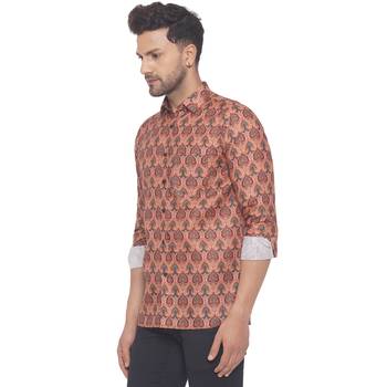 Orange printed cotton men-kurtas 3