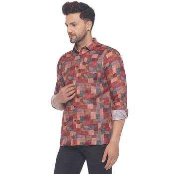 Red printed cotton men-kurtas 3