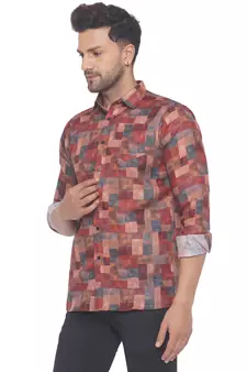 Red printed cotton men-kurtas