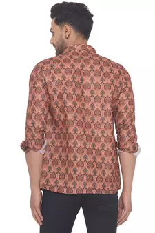 Orange printed cotton men-kurtas