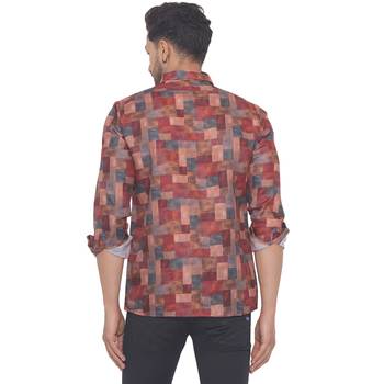 Red printed cotton men-kurtas 4