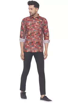 Red printed cotton men-kurtas