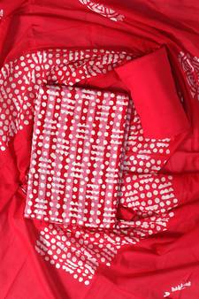 Red printed cotton salwar