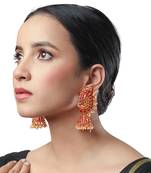 Golden maroon Brass Earrings