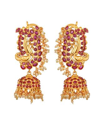 Golden maroon Brass Earrings 2