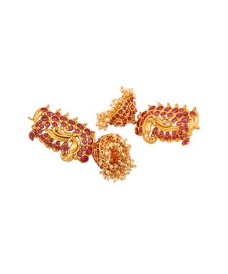 Golden maroon Brass Earrings 3