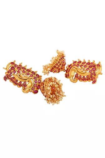 Golden maroon Brass Earrings