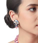 Pink Brass kundan Earrings