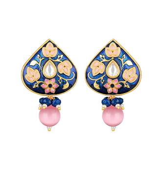 Pink Brass kundan Earrings 2