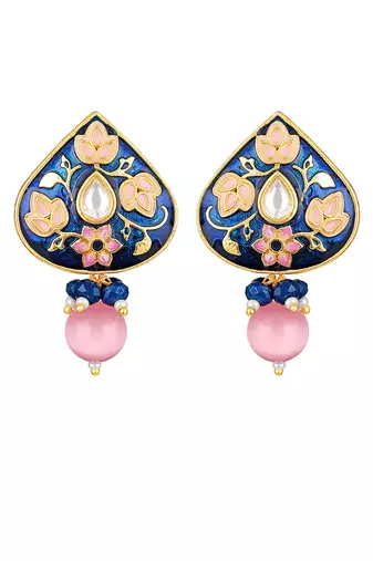 Pink Brass kundan Earrings