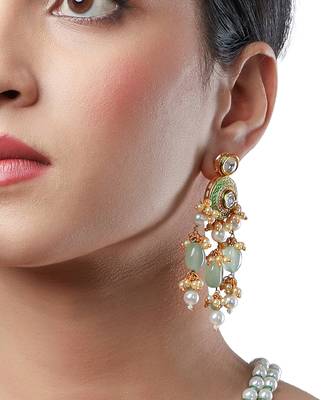 Mint green Brass Earrings 1