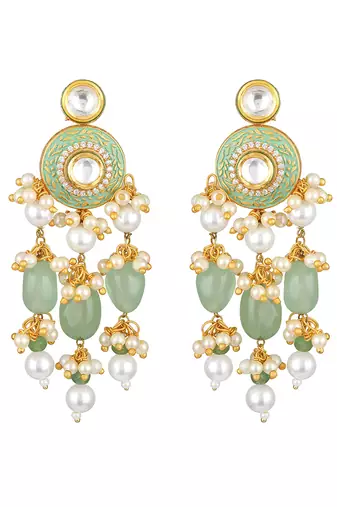 Mint green Brass Earrings