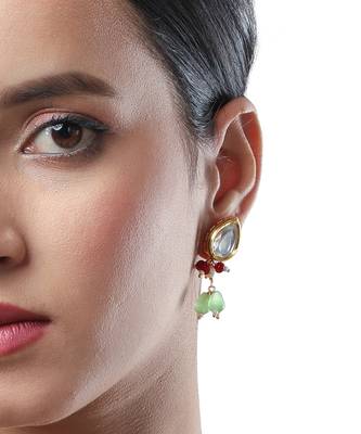 Multicolor Brass Kundan polki  Earrings 1