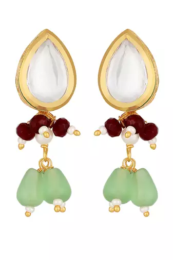 Multicolor Brass Kundan polki  Earrings
