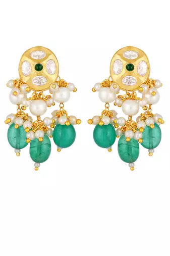 Multicolor Brass Kundan polki  Earrings
