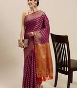 Purple woven banarasi saree with blouse