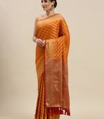 Yellow woven banarasi saree with blouse