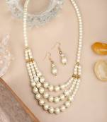 Women Gold-Plated Handcrafted Off White Pearl Jewellery Set
