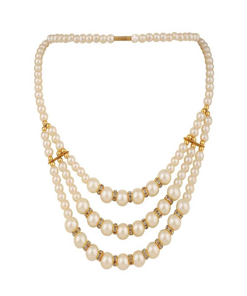 Women Gold-Plated Handcrafted Off White Pearl Jewellery Set