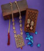 Women Gold-Plated Stone-Studded Multi Colour Jewellery Set