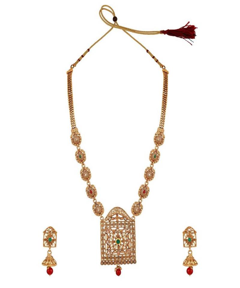 Women Gold-Plated Stone-Studded Multi Colour Jewellery Set