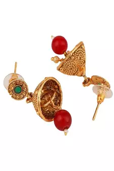 Gold Plated and Traditional Look Casting Work Ball Chain Choker Jewellery Set