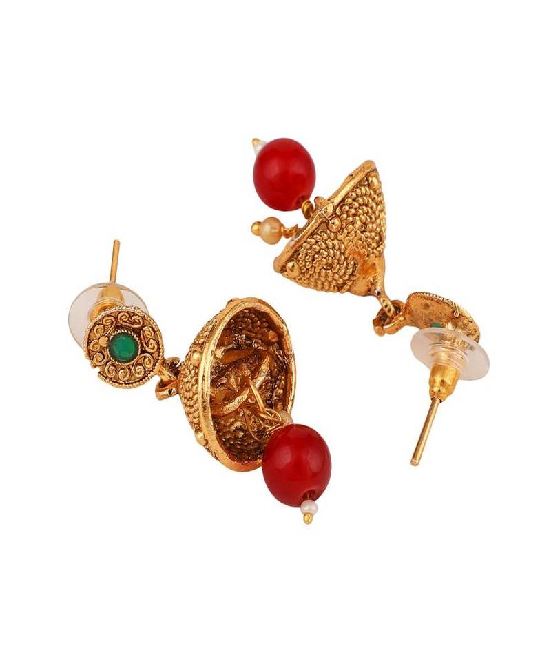 Gold Plated and Traditional Look Casting Work Ball Chain Choker Jewellery Set