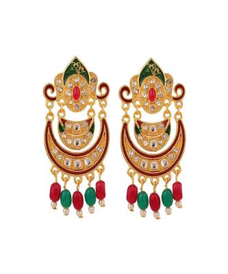 Gold-Plated White Pearl Beaded Menakari Stone Studded Raani Haar Jewellery Set 4