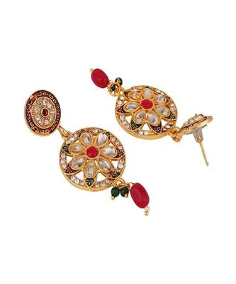 Gold-Plated White Pearl Beaded Stone Studded Raani Haar Jewellery Set 3