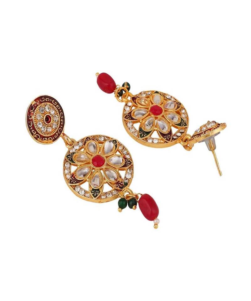 Gold-Plated White Pearl Beaded Stone Studded Raani Haar Jewellery Set