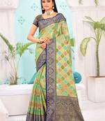Green Woven Organza Saree With Blouse