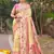 Cream Woven Paithani Silk Blend Saree With Blouse